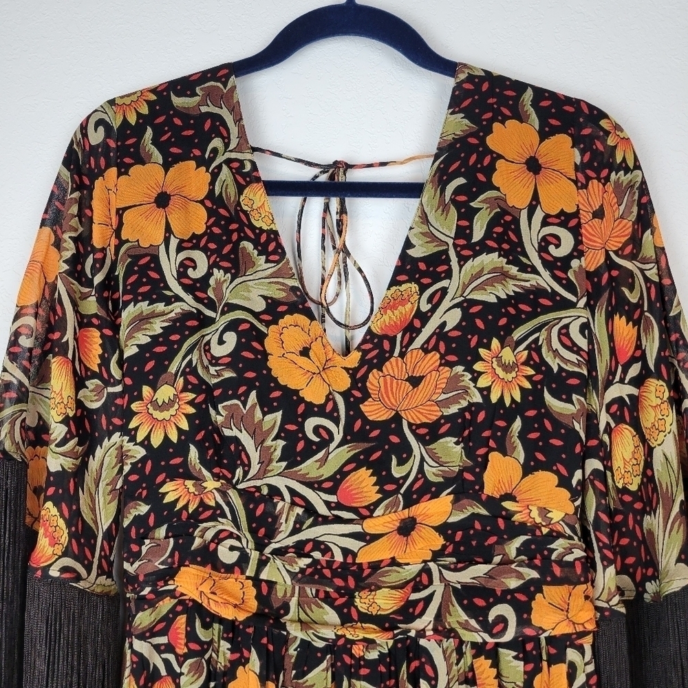 NWOT Verb by Pallavi Singhee Floral Fringe Mini Dress Size SP - Picture 6 of 15